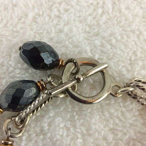 (3/$20) silver & gold tone linked beaded bracelets - Picture 9 of 12